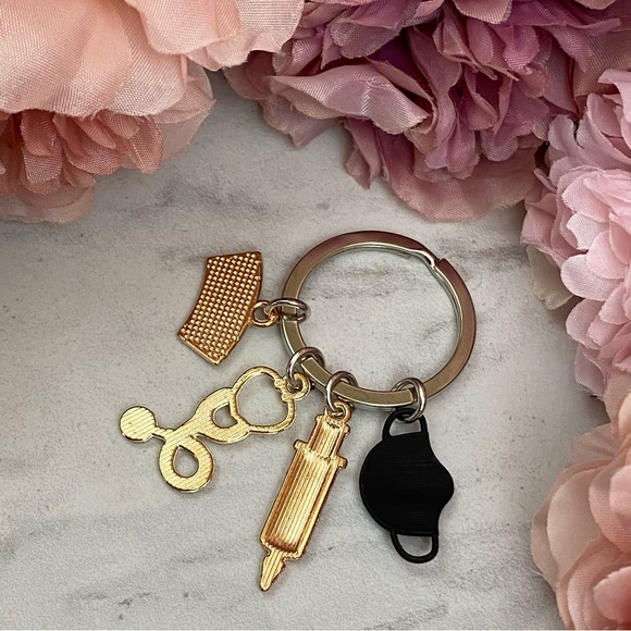 Nurses Keychain with Stethoscope, Nurses Cap & Black Face Mask - Picture 10 of 16